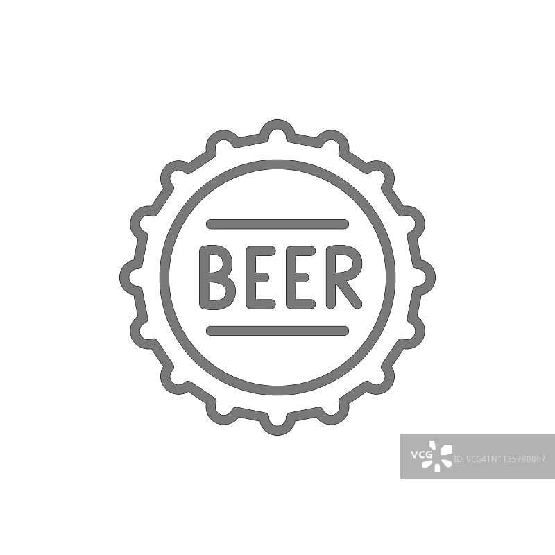 矢量啤酒瓶盖线图标。图片素材