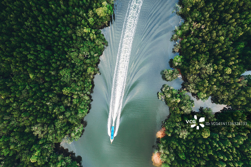攀牙红树林附近的快艇美景图片素材