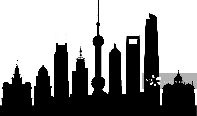 上海天际线(所有建筑都是完整的和可移动的)图片素材