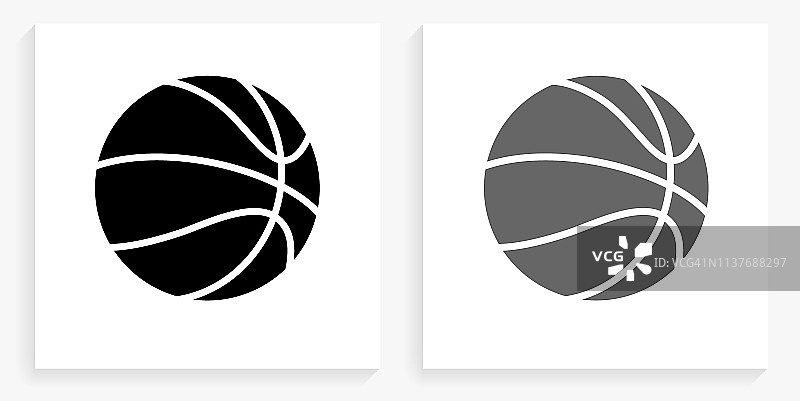 篮球黑白方块图标图片素材