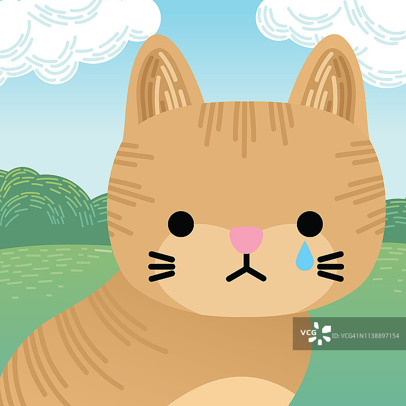可爱的卡通姜猫是悲伤的图片素材