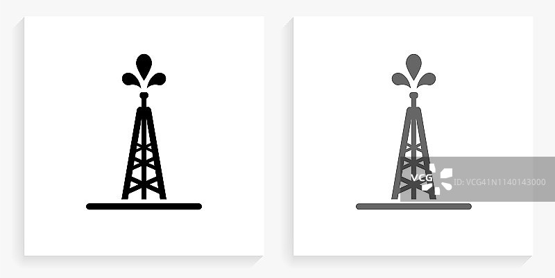 石油钻黑色和白色方块图标图片素材