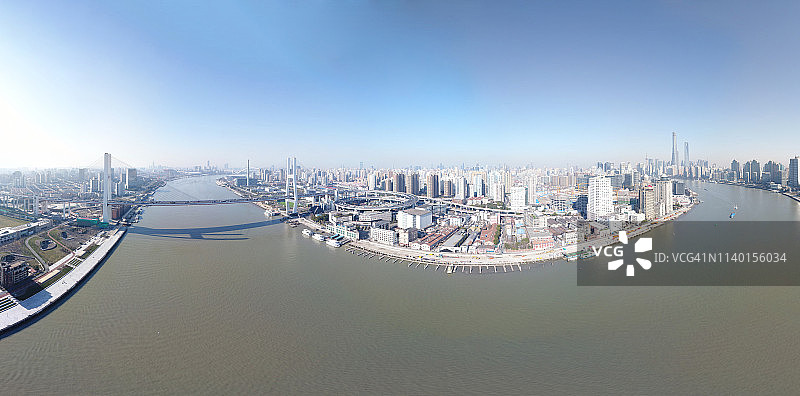 上海全景图，由无人机拍摄图片素材