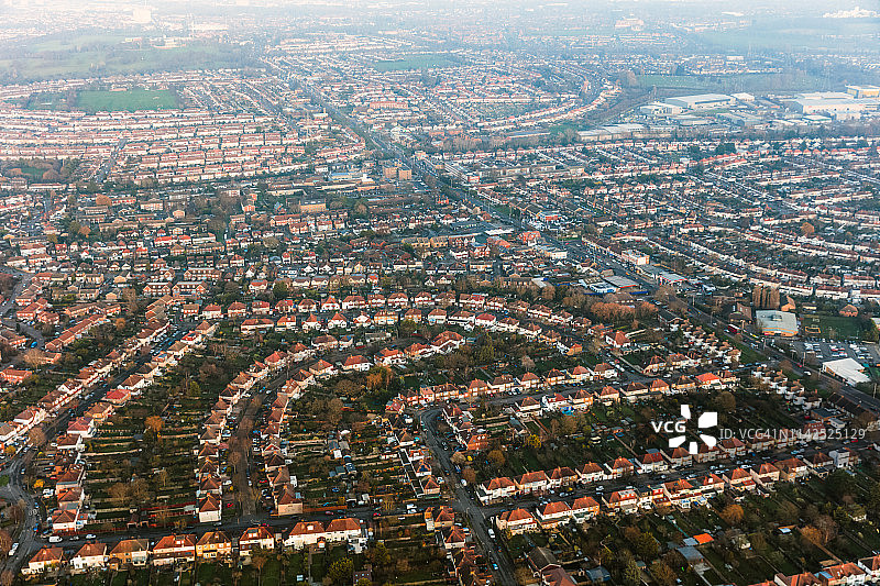 英国萨顿住宅区鸟瞰图图片素材