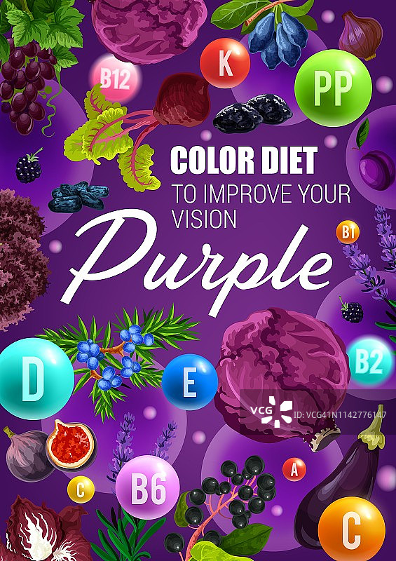 维生素浆果和蔬菜。紫色的饮食图片素材