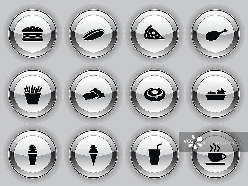 冷黑按钮风格-快餐图标图片素材