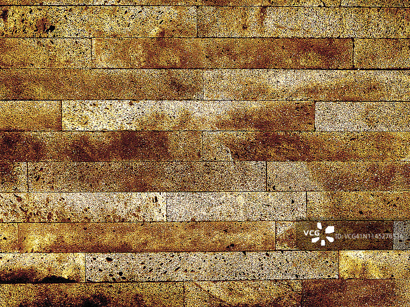 褐色背景，完整的立面设置一面墙的粗糙砖与标记。图片素材