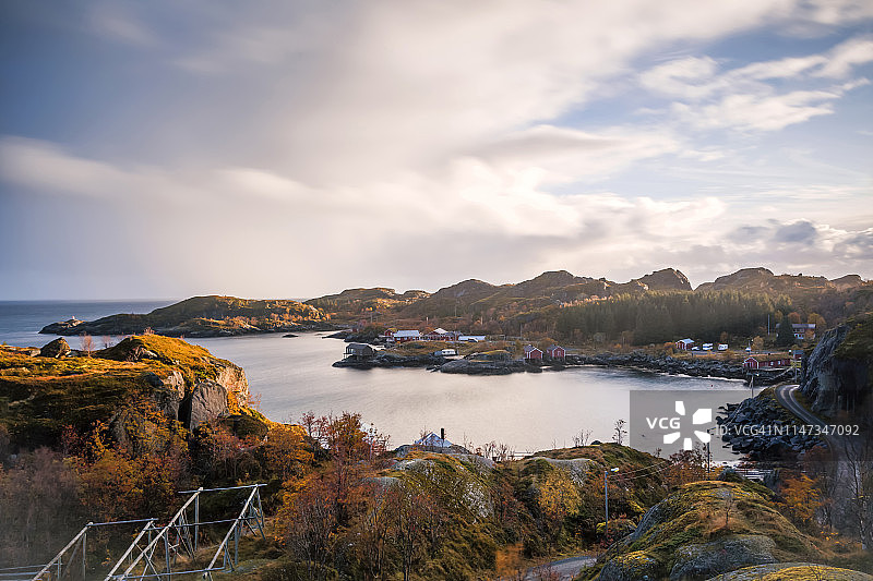 挪威，罗浮敦群岛，努斯峡湾，海岸和海洋图片素材
