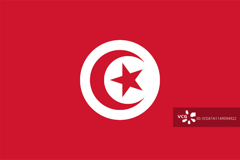 突尼斯的矢量旗。比例是2:3。突尼斯国旗。突尼斯共和国。图片素材