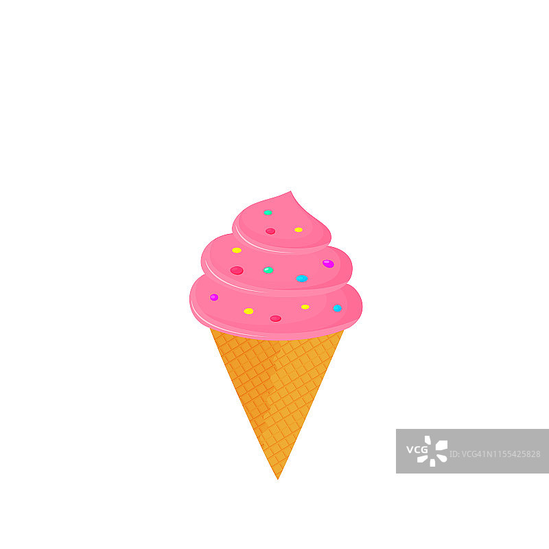 在华夫杯的冰淇淋筒矢量隔离在白色背景图片素材