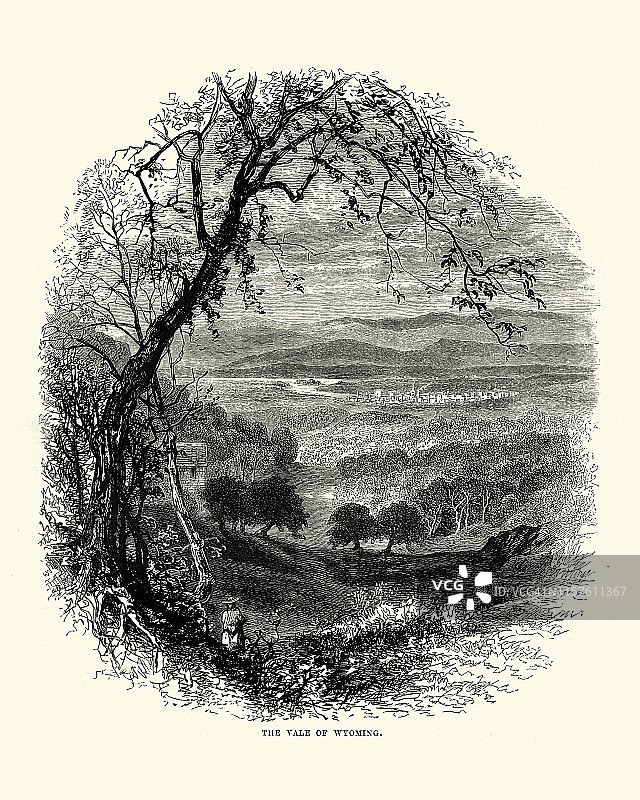 怀俄明山谷，19世纪图片素材