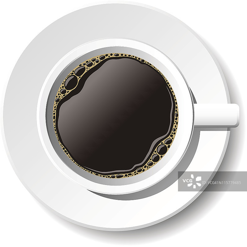 一杯和一碟黑咖啡的俯视图图片素材