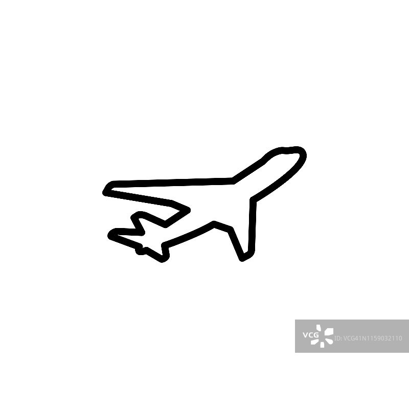 飞机线图标在平面风格矢量应用程序，UI，网站。黑色图标矢量插图图片素材