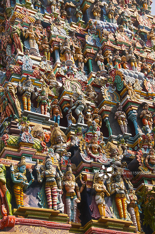 米纳克什寺庙的细节在马杜赖，泰米尔纳德邦，印度图片素材