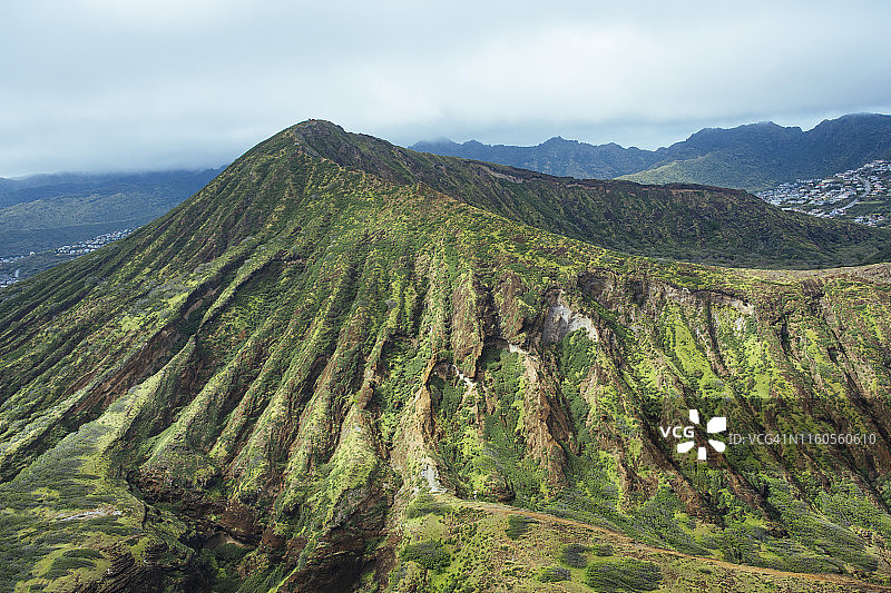 科科火山口鸟瞰图，檀香山，瓦胡岛，夏威夷图片素材