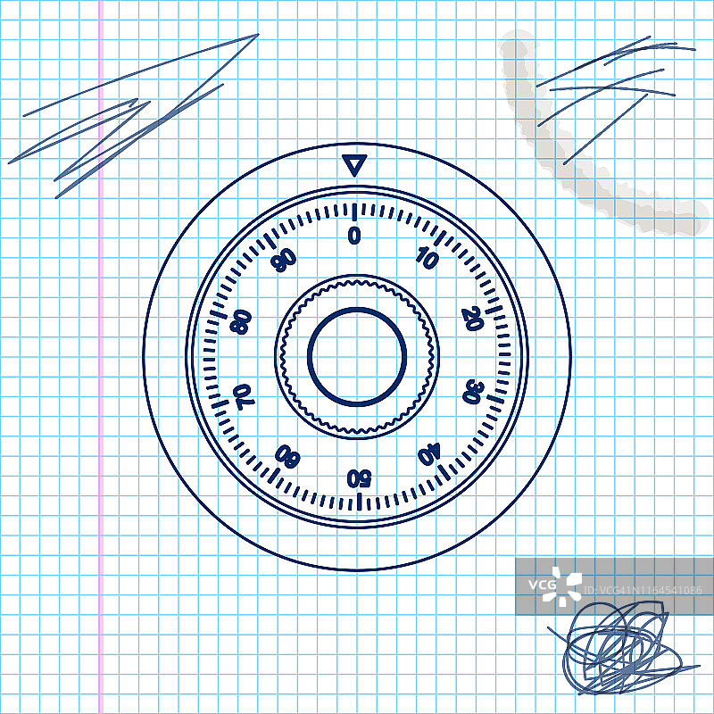 安全组合锁车轮线草图图标孤立在白色背景。保护的概念。密码的信号。矢量图图片素材