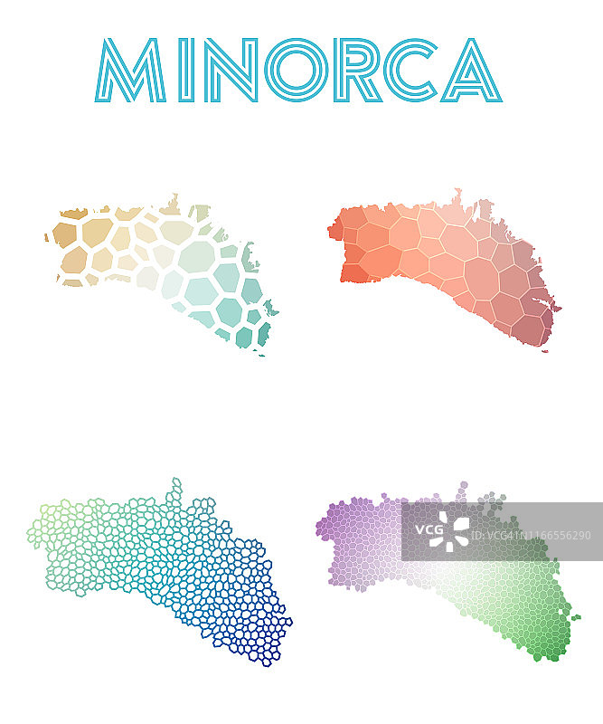 米诺卡多边形岛地图。图片素材