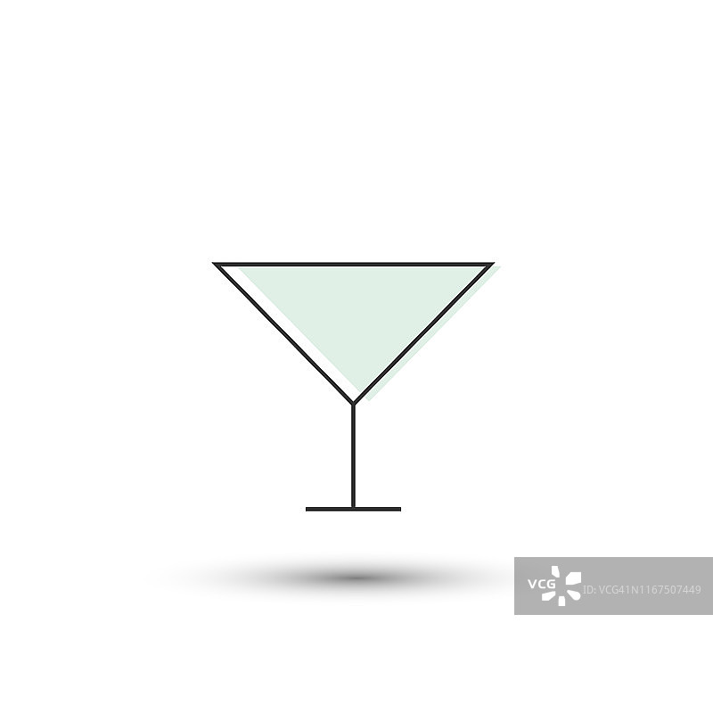矢量马提尼玻璃图标。喝酒的标志是鸡尾酒。用于设计，网站设计，标志，应用程序，UX/UI图片素材