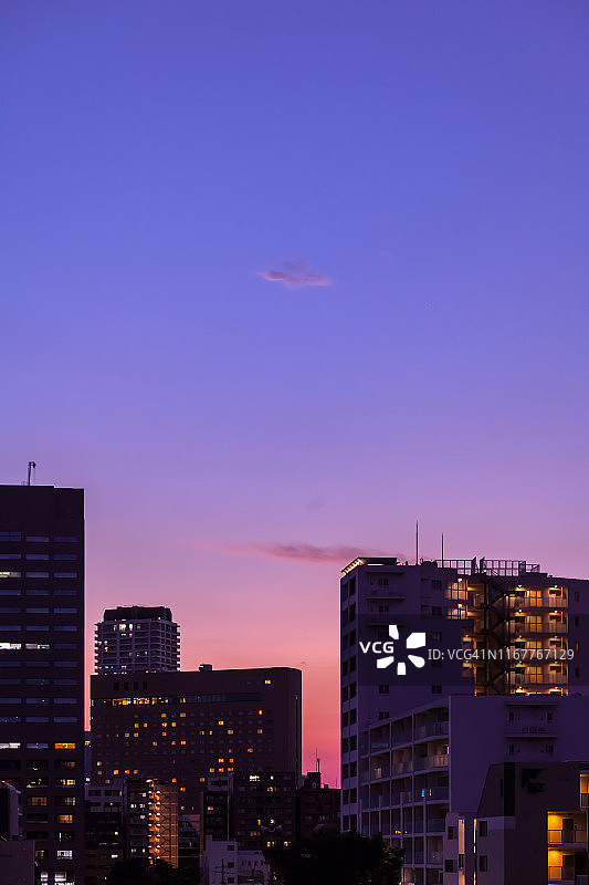 黄昏时分的东京天际线。图片素材