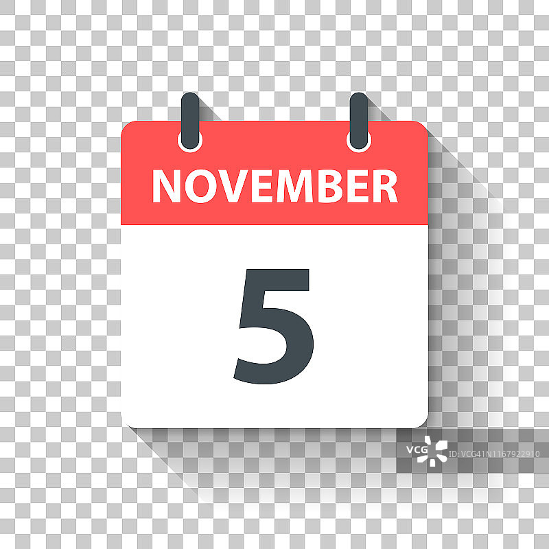 11月5日-平面设计风格的每日日历图标图片素材