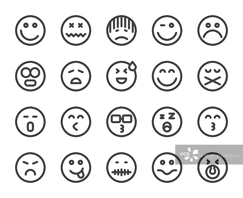 Emoji -粗体线条图标图片素材