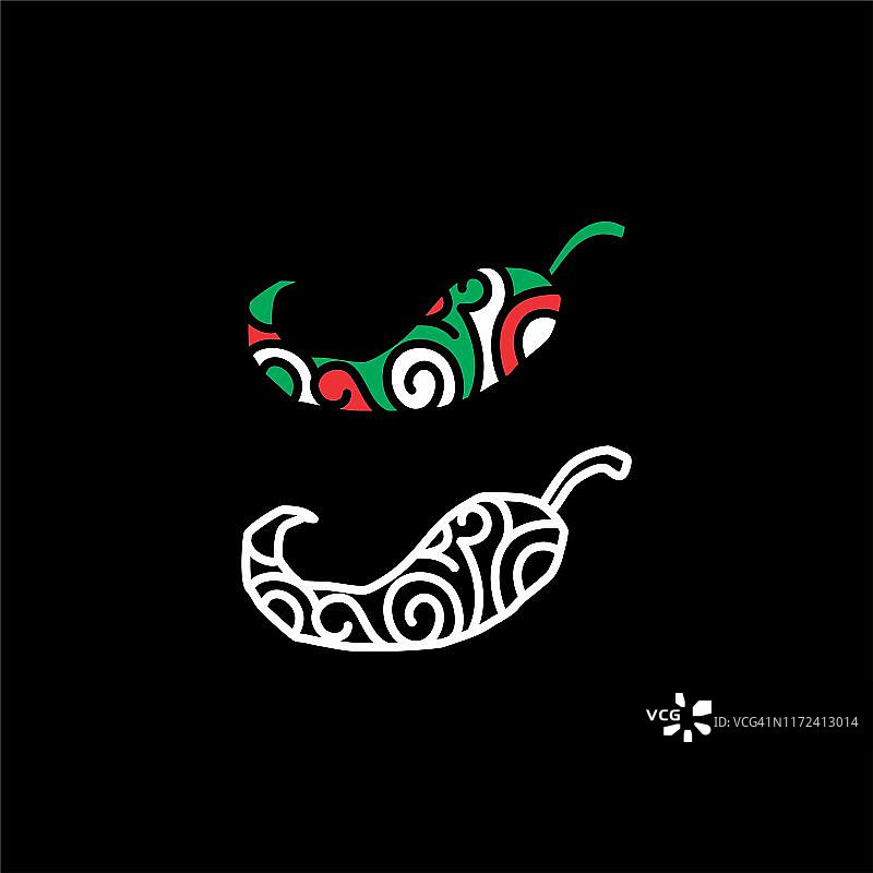 辣椒纸与艺术图案墨西哥国旗塔可酱设计图片素材