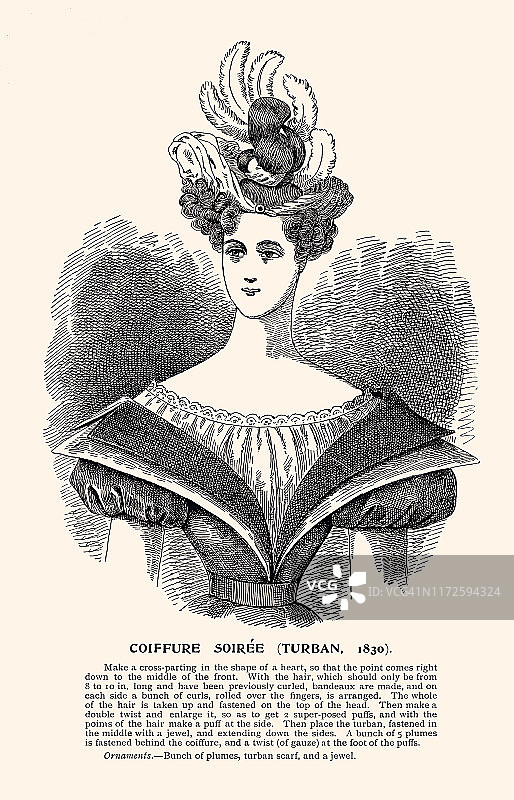 发型晚装(1830年头巾图片素材