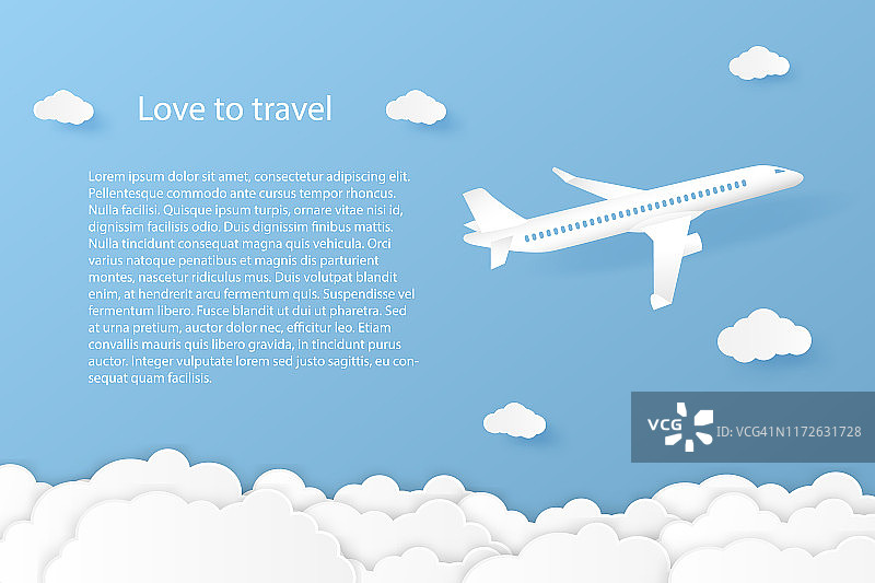爱旅行的飞机用蓝天和云雾的航空运输概念复制空间为文本。矢量图图片素材