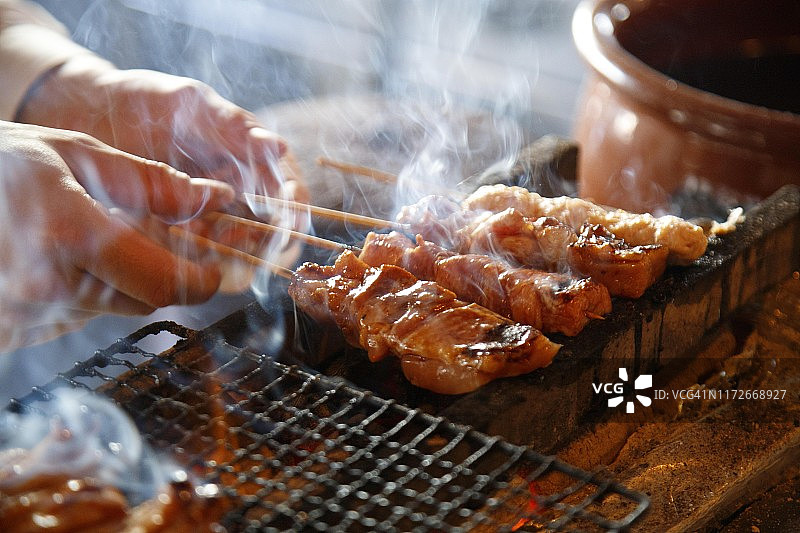 日式烤鸡，烤鸡串图片素材