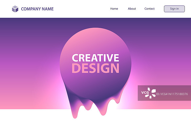 登陆页面模板-抽象设计-紫色液体形状-时髦的背景图片素材