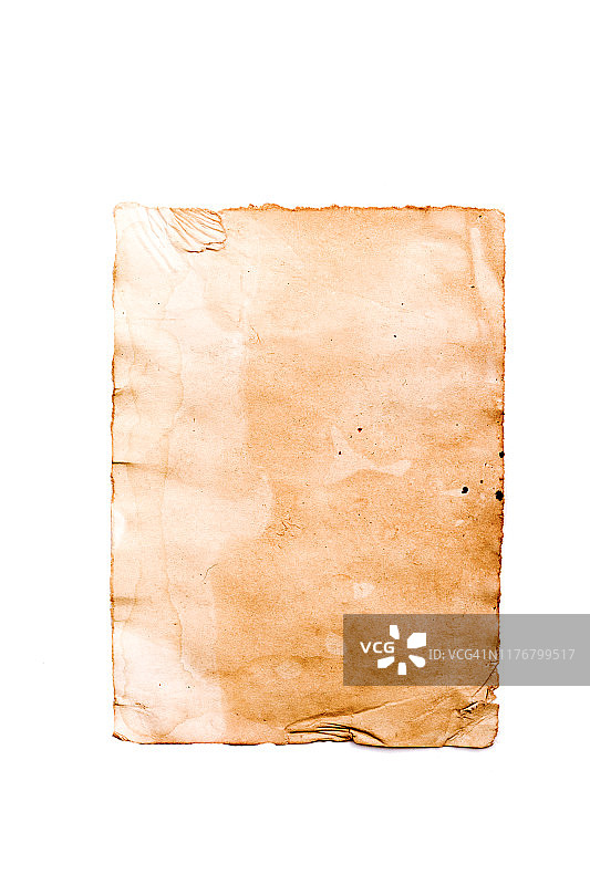 旧的发黄的纸孤立在白色图片素材