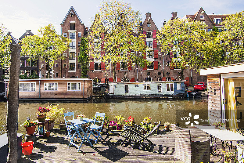 荷兰阿姆斯特丹迷人的运河和运河房屋图片素材