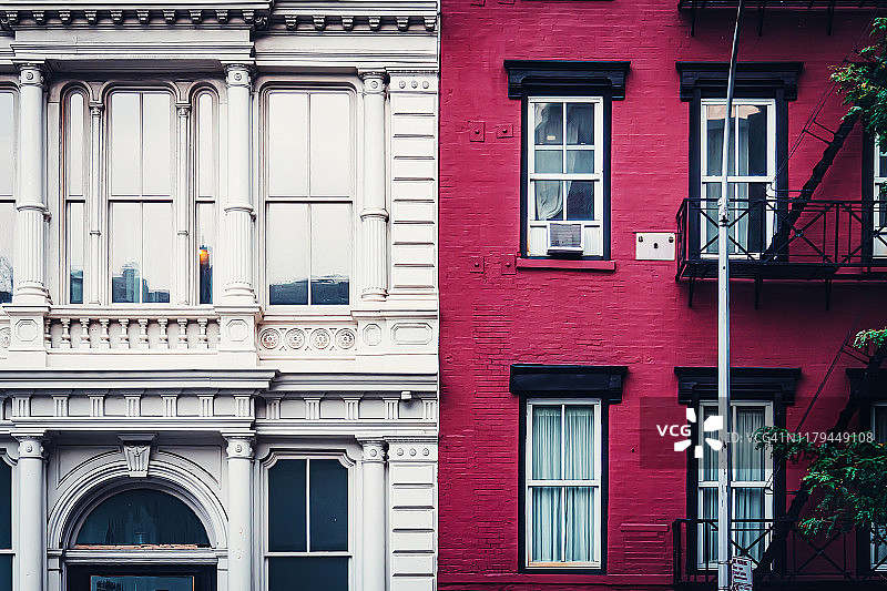 在SoHo，曼哈顿，纽约市的住宅联排别墅图片素材