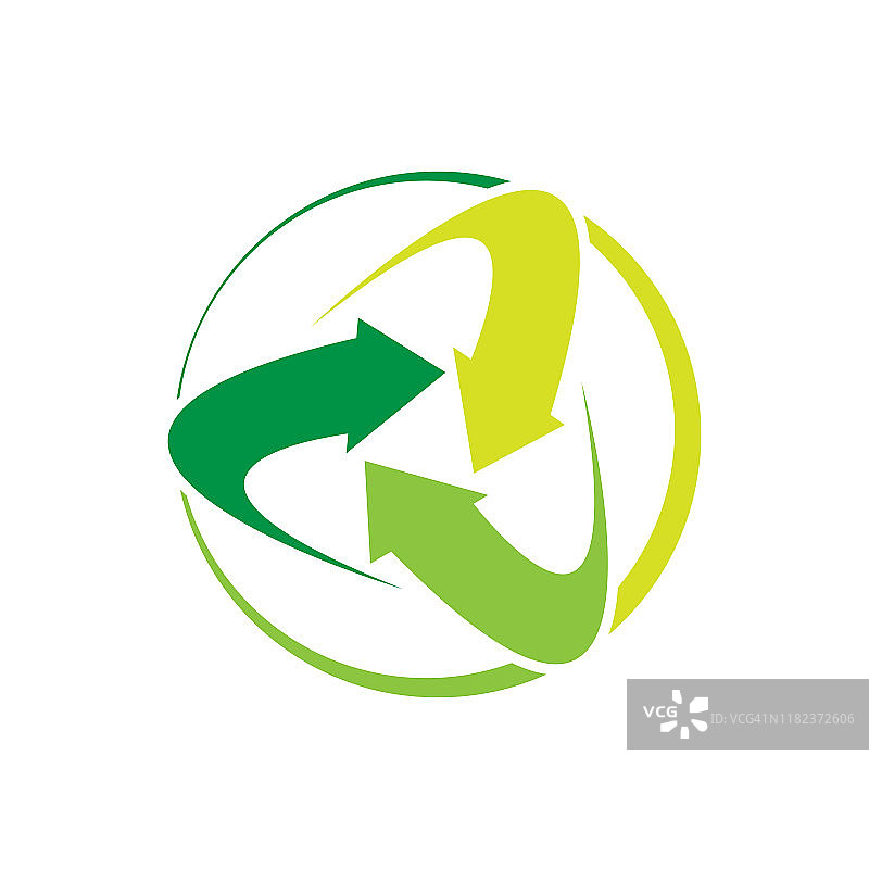 生态循环箭头回收标志。回收标识创意插画概念。图片素材