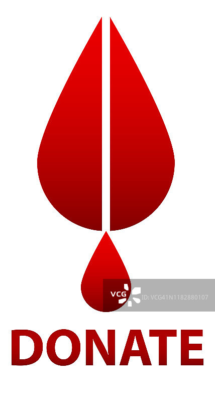 一个红色的血滴和字捐赠在白色的背景股票-插图图片素材