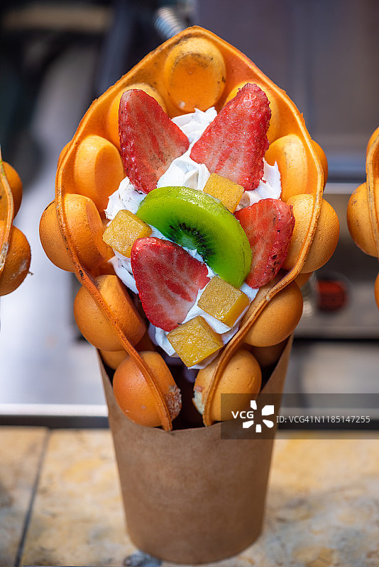 丹仔-水果蛋华夫饼香港甜品图片素材