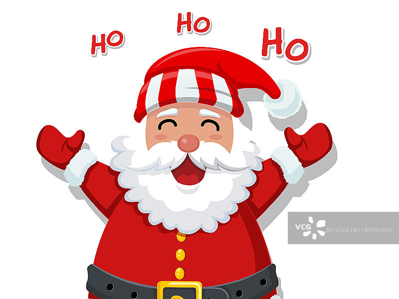 圣诞快乐，恭贺新禧。有趣的卡通圣诞老人和装饰元素海报，礼物标签和标签。矢量图图片素材