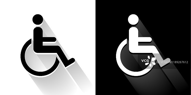 轮椅用户长影黑白图标图片素材