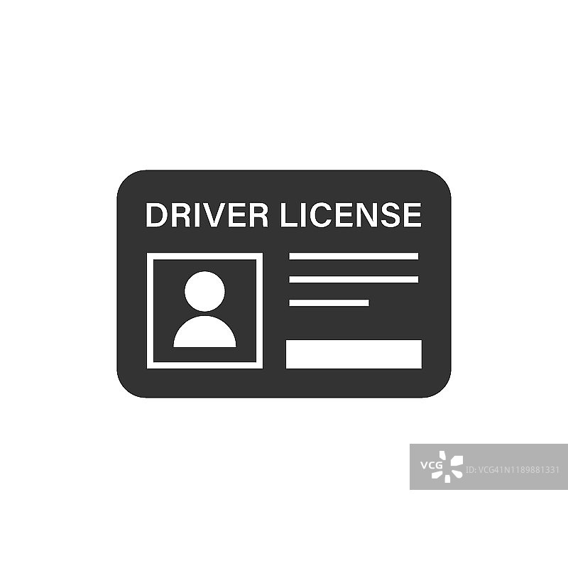 驾驶执照图标在平坦的风格。Id卡矢量插图在白色孤立的背景。单位经营理念。图片素材
