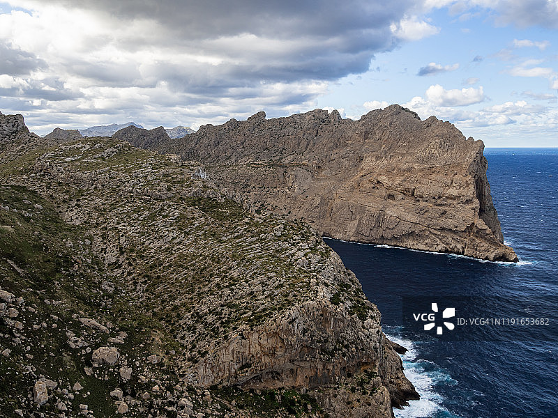 从埃斯科洛梅尔的视角在马略卡岛的海洋和大悬崖图片素材
