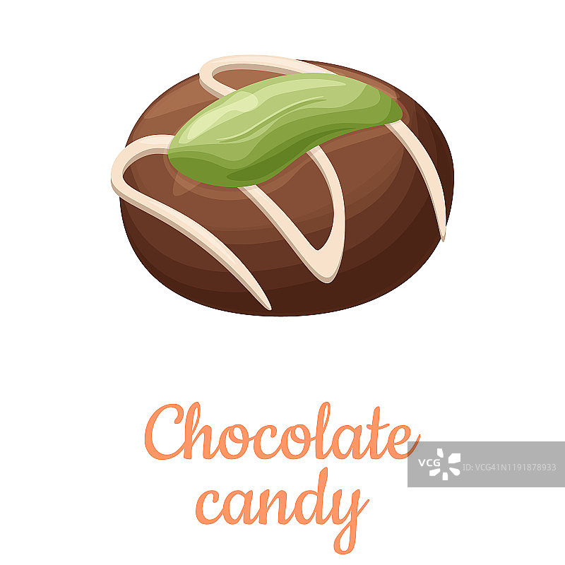 巧克力糖果卡通插图，孤立的巧克力甜食图标。图片素材