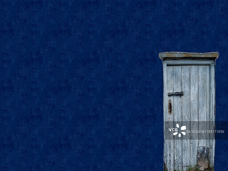 抽象背景海军蓝墙与旧门图片素材