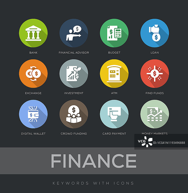 财务平面设计图标集图片素材