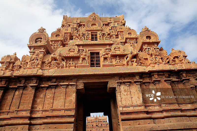 印度泰米尔纳德邦坦雅吾(坦若)布里哈迪斯瓦拉寺入口图片素材