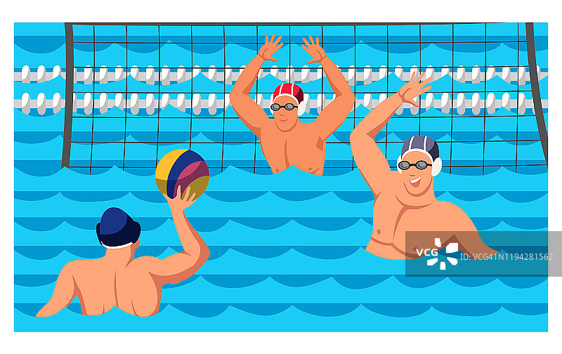 运动员运动员享受水球游戏卡通图片素材