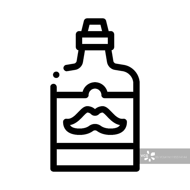 瓶胡子上的标签图标轮廓插图图片素材