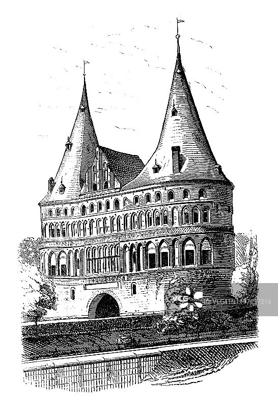 城门荷斯坦托在Lübeck图片素材