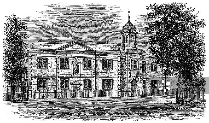 原贝德福德文法学校在贝德福德，英国- 19世纪图片素材