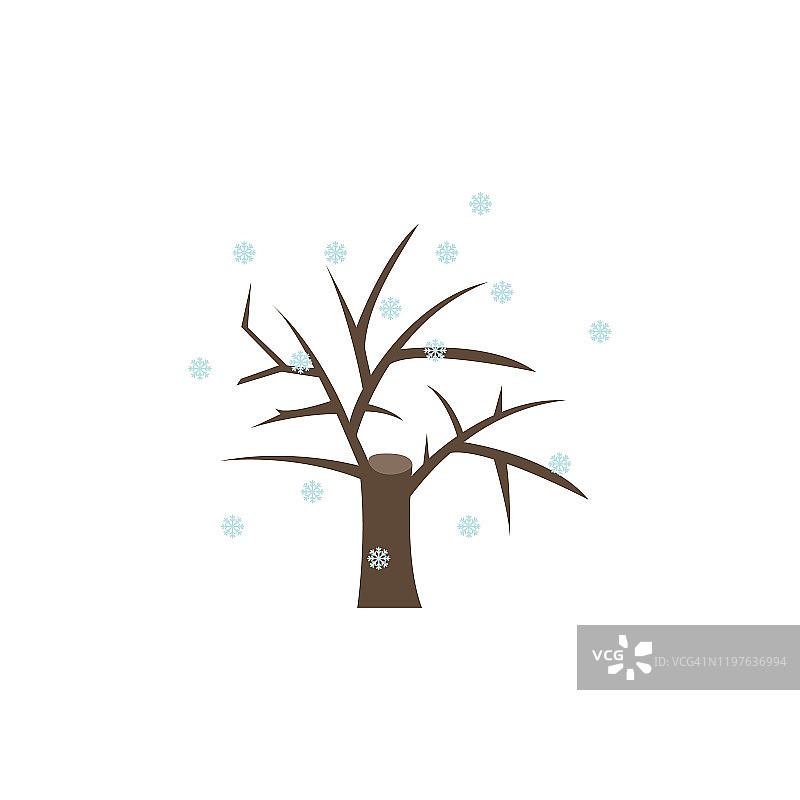 树在冬天雪的颜色图标。冬季仙境元素多色图标。优质的图形设计图标上的白色背景图片素材
