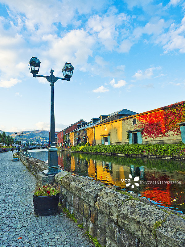 日本北海道小樽运河。图片素材